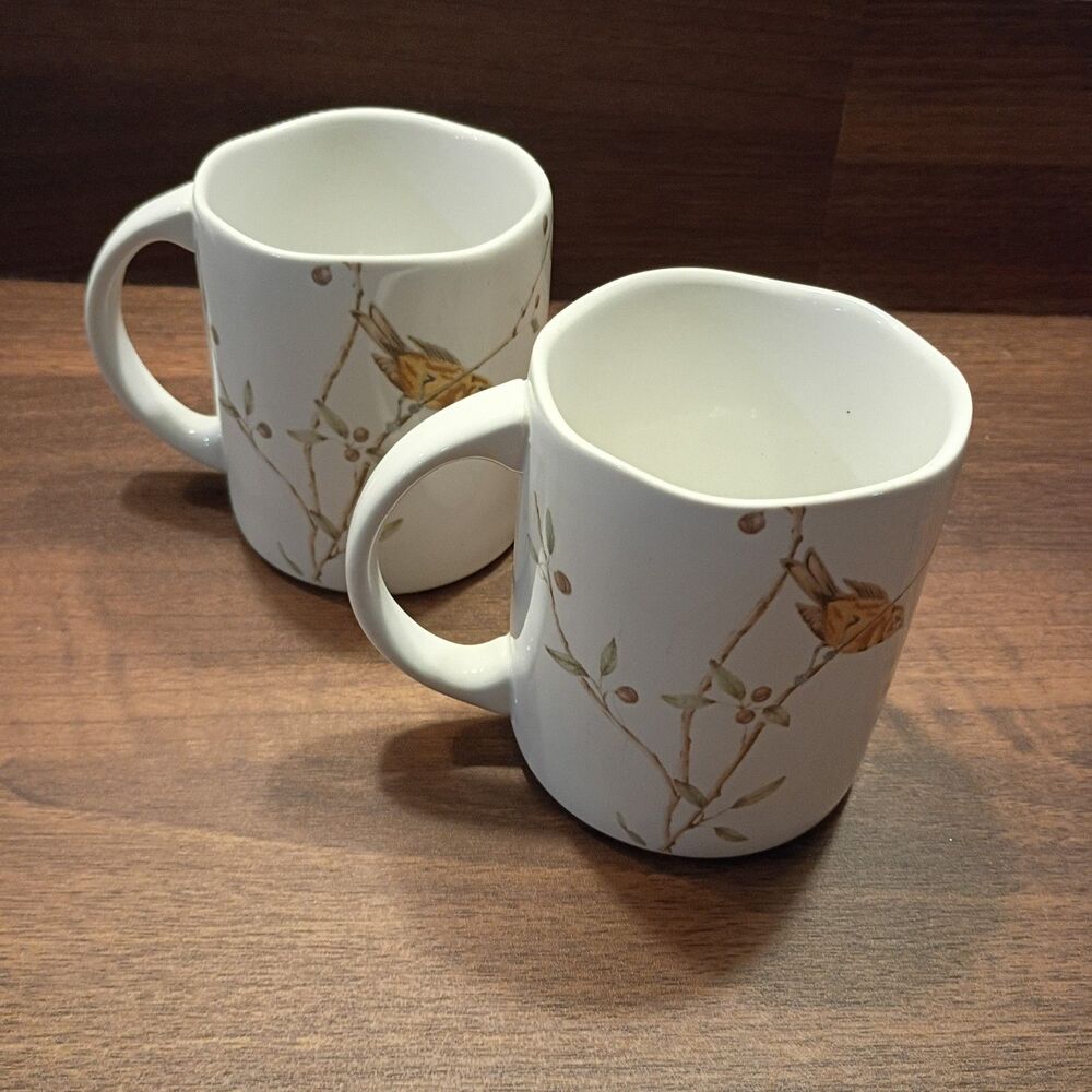 Set of two 222 Fifth Early Bird coffee mugs